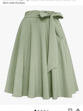 Afibi Brand A-Line Skirt with Bow Tie in Sage Green